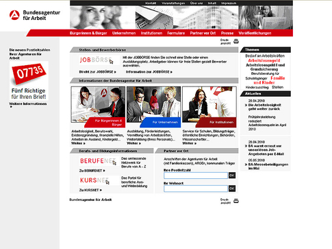 Screenshot Arbeitsagentur Screenshot Arbeitsagentur